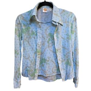 Vintage 70s Watsnu by Pacemaker Faux Two-Piece Blouse